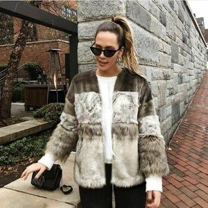 NWT ZARA CONTRASTING FAUX FUR JACKET